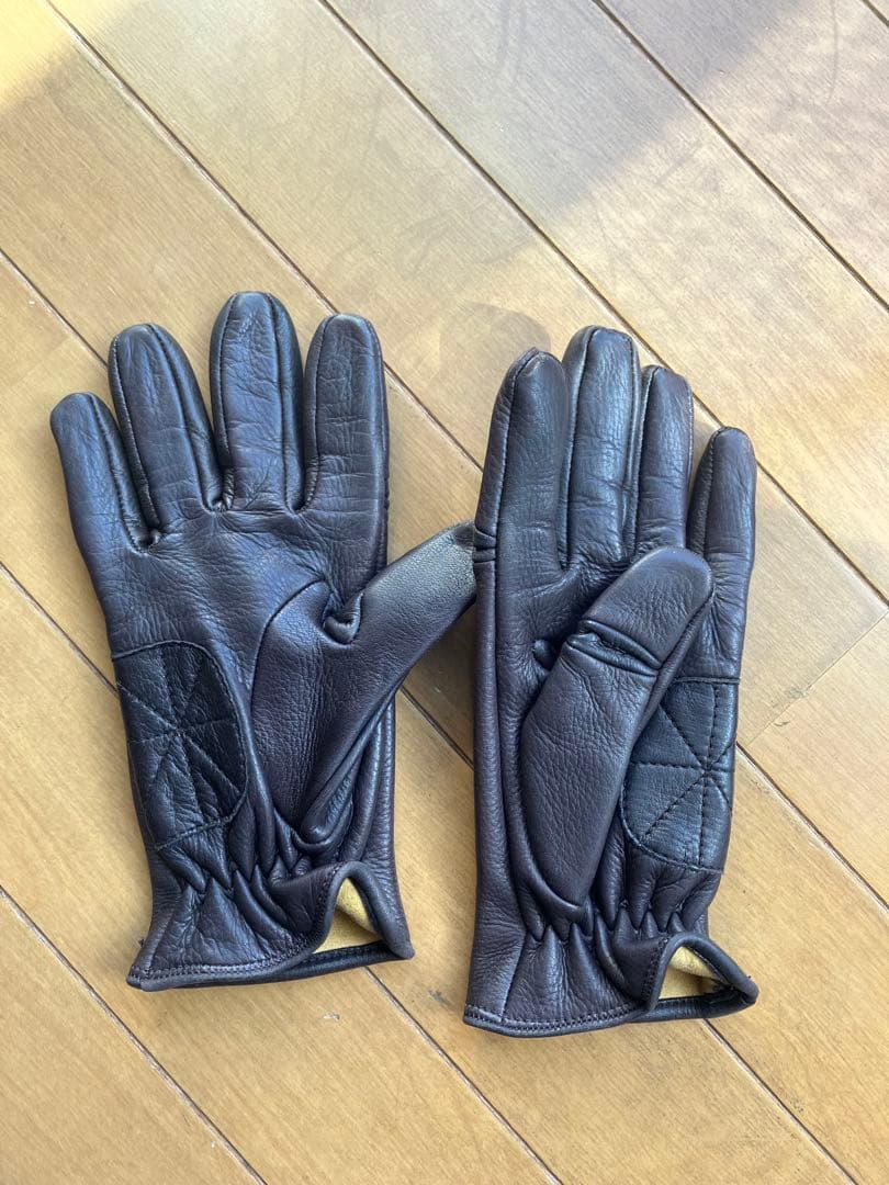 MEROLAダークブラウン レザー手袋 サイズ8 made in ITALY