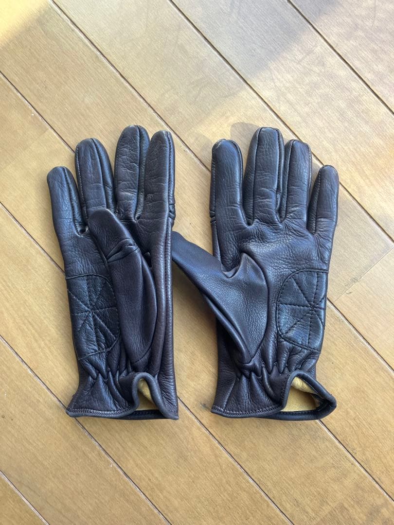 MEROLAダークブラウン レザー手袋 サイズ8 made in ITALY