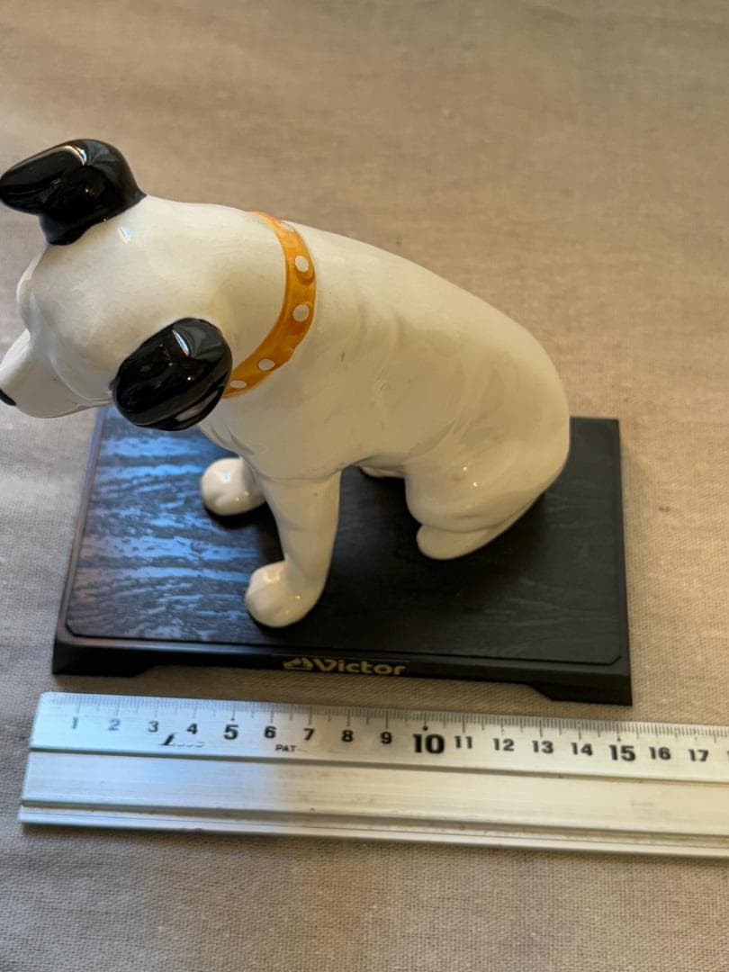 当時物 Victor ビクター犬 ニッパー 犬の置物 陶器製 台付