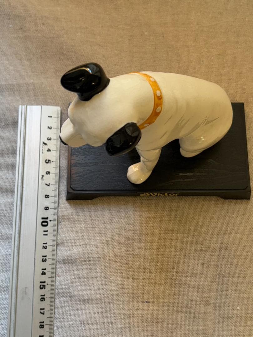 当時物 Victor ビクター犬 ニッパー 犬の置物 陶器製 台付