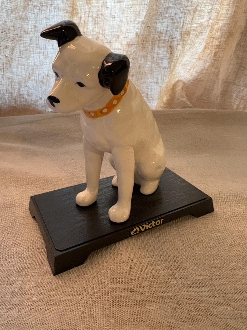 当時物 Victor ビクター犬 ニッパー 犬の置物 陶器製 台付