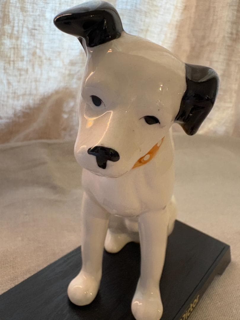 当時物 Victor ビクター犬 ニッパー 犬の置物 陶器製 台付