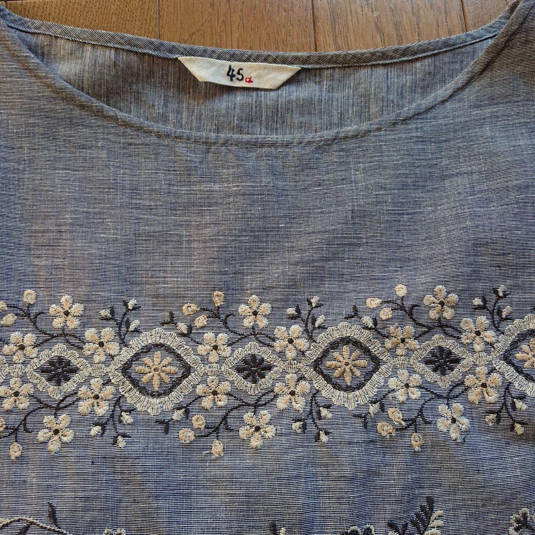 お値下げ！45R 、ハケ目ガーゼツイード刺繍ワンピース
