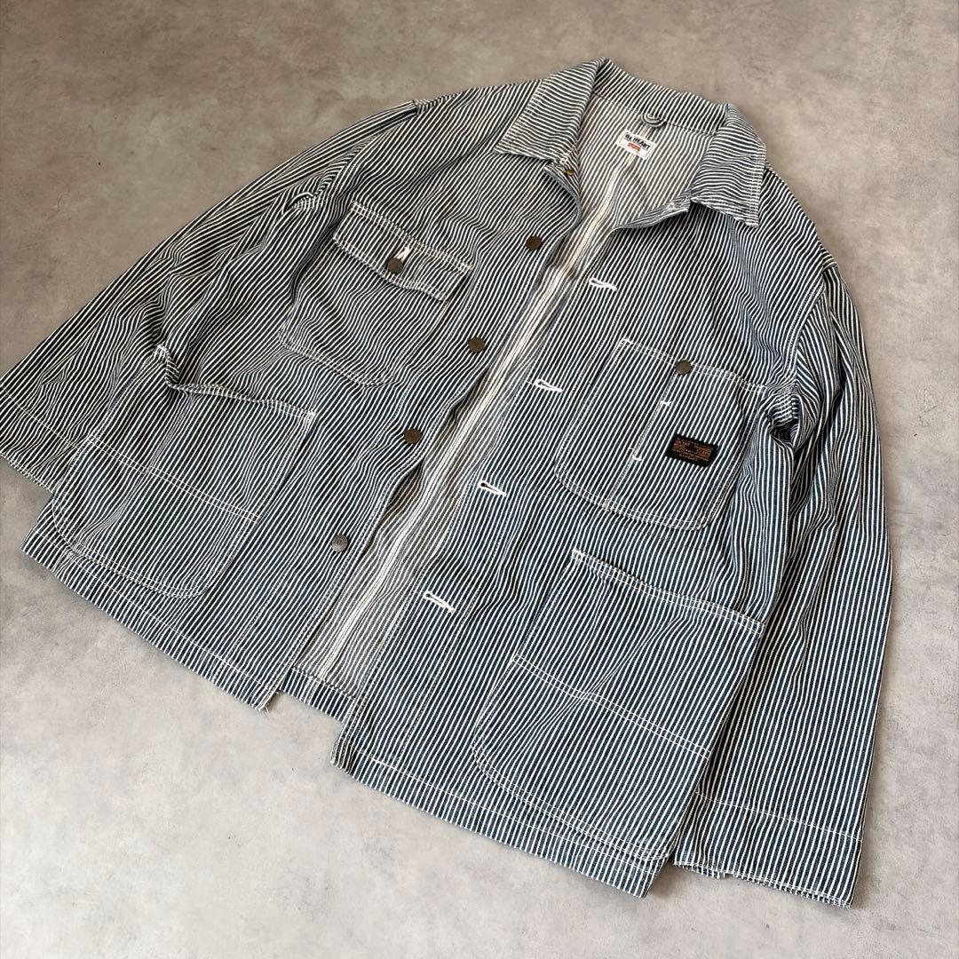 90s GLHEART ストライプ ヒッコリー デニム カバーオール