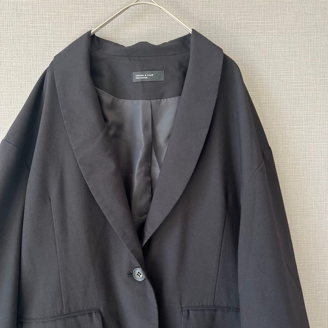 北欧暮らしの道具店 ショールカラーのオフィスジャケット 黒 入園 入学