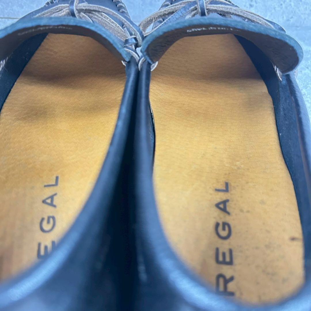 【袋付 美品】REGAL モカシン デッキシューズ シボ革 555R