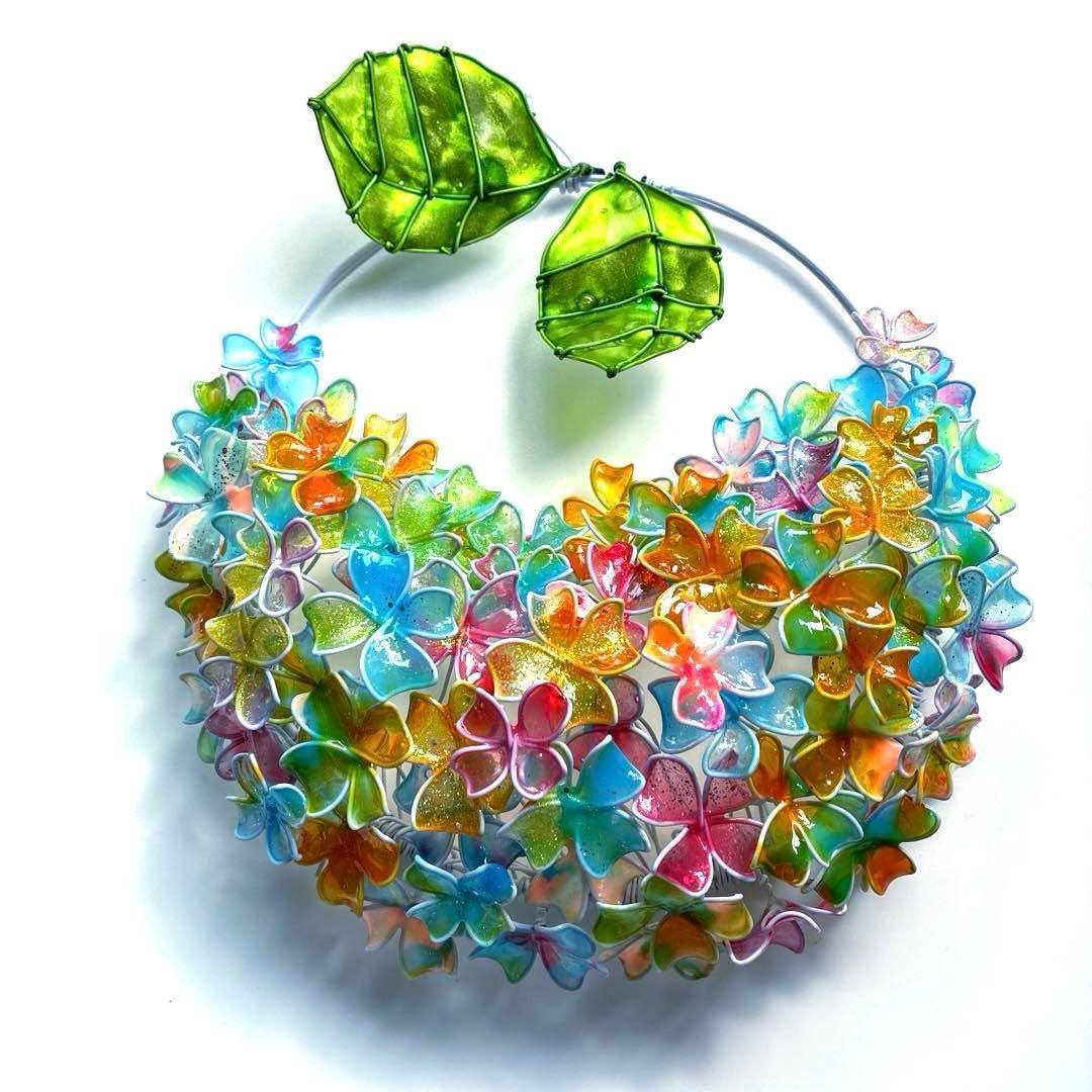 一点物　キャンディポップ紫陽花リース　ワイヤークラフト　ディップアート
