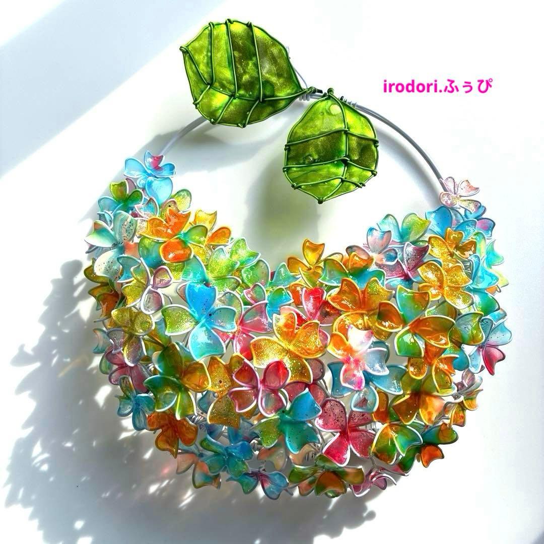 一点物　キャンディポップ紫陽花リース　ワイヤークラフト　ディップアート