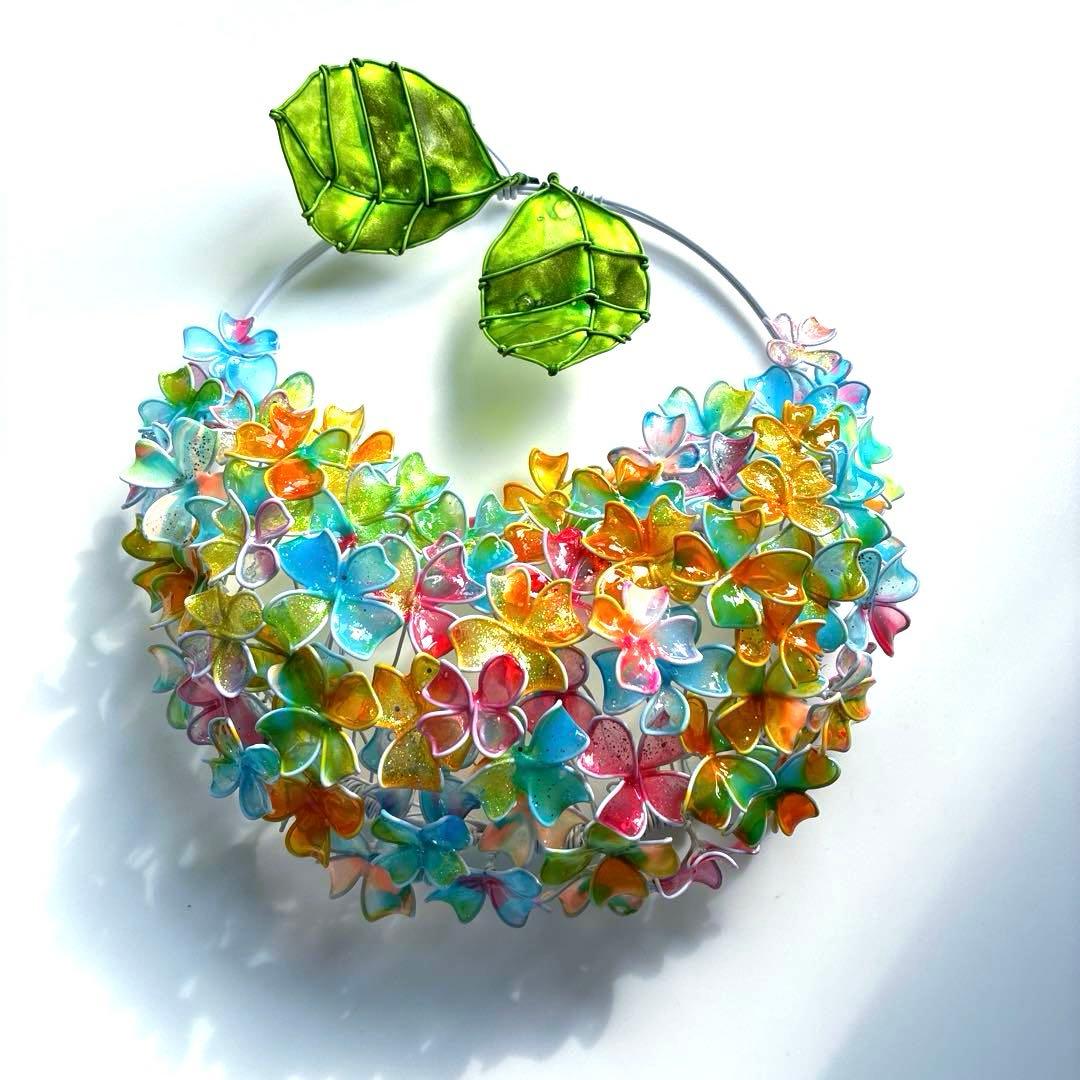 一点物　キャンディポップ紫陽花リース　ワイヤークラフト　ディップアート