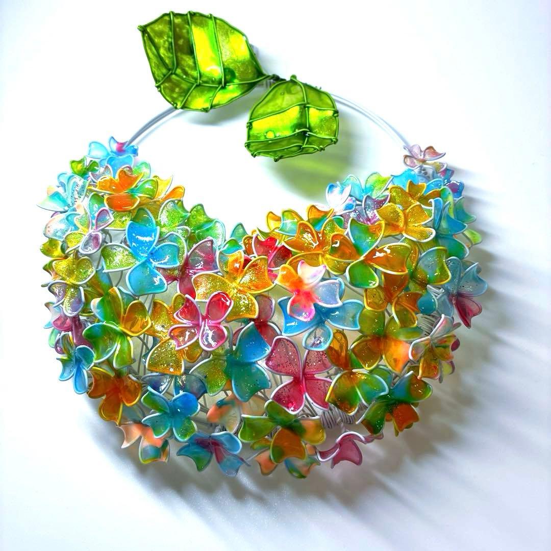 一点物　キャンディポップ紫陽花リース　ワイヤークラフト　ディップアート