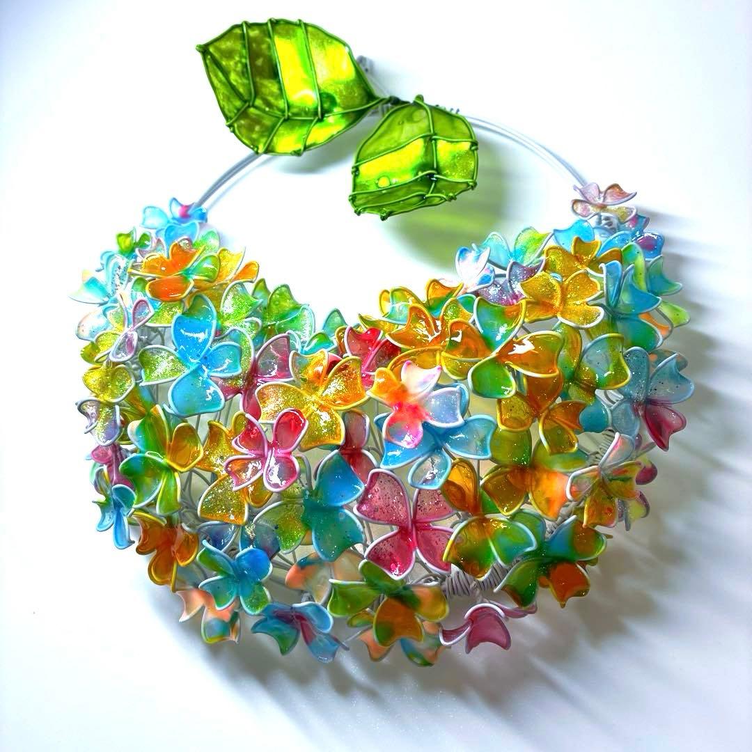 一点物　キャンディポップ紫陽花リース　ワイヤークラフト　ディップアート