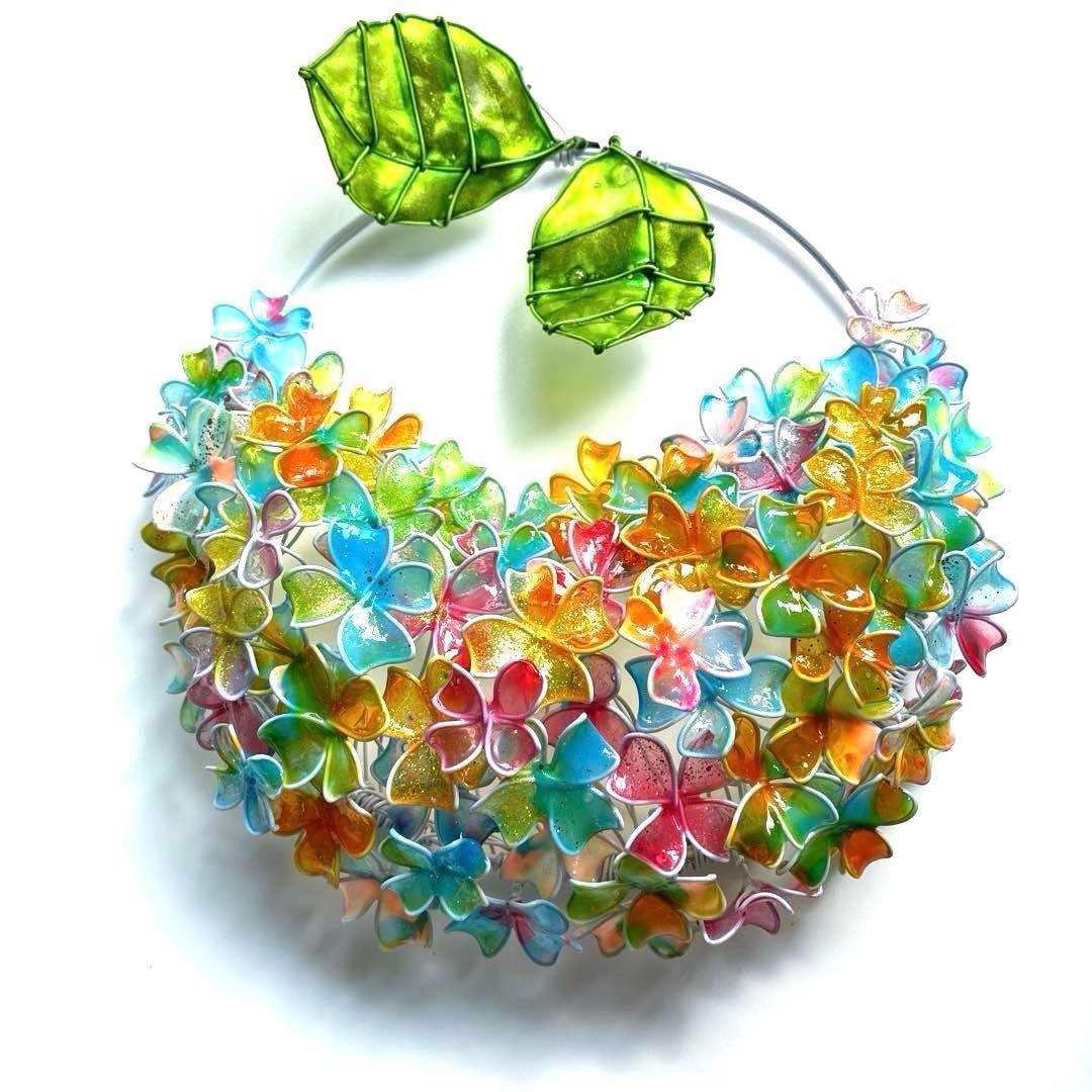 一点物　キャンディポップ紫陽花リース　ワイヤークラフト　ディップアート