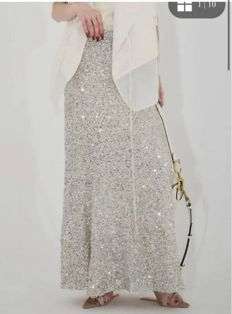【完売品】ANDREA & Co. スパンコール タイト ロングスカート F