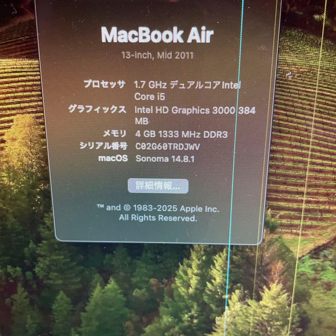 MacBook Air A1369 2011 Sonoma導入済み 充電器