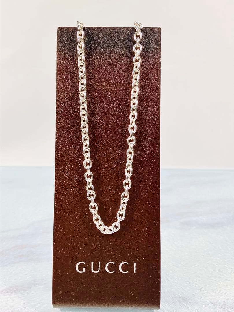 【超美品】GUCCI オーバルチェーン ネックレス 男女兼用 SV925