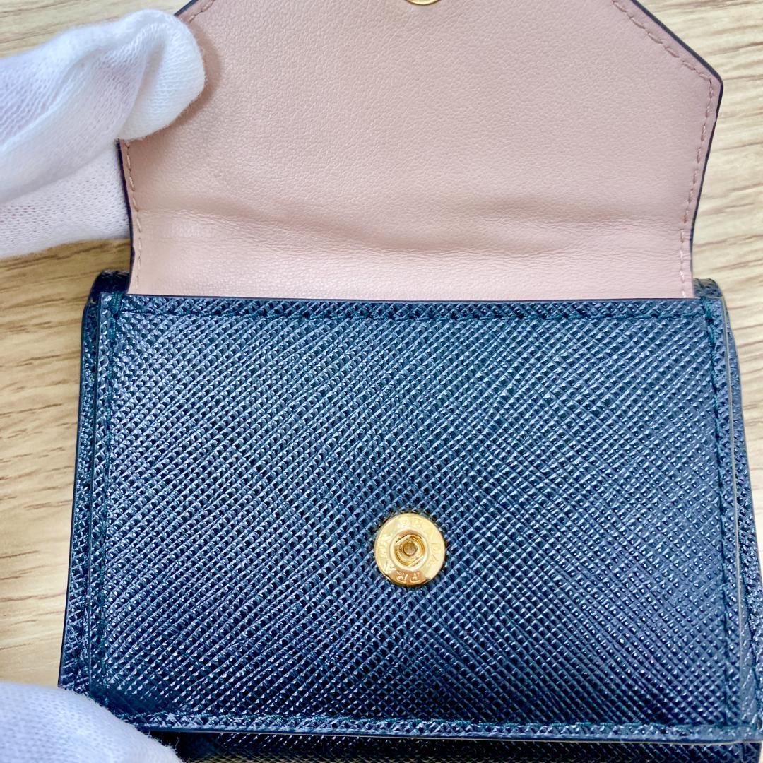 PRADA プラダ サフィアーノ 三つ折りミニ財布 リボン ブラック 未使用品