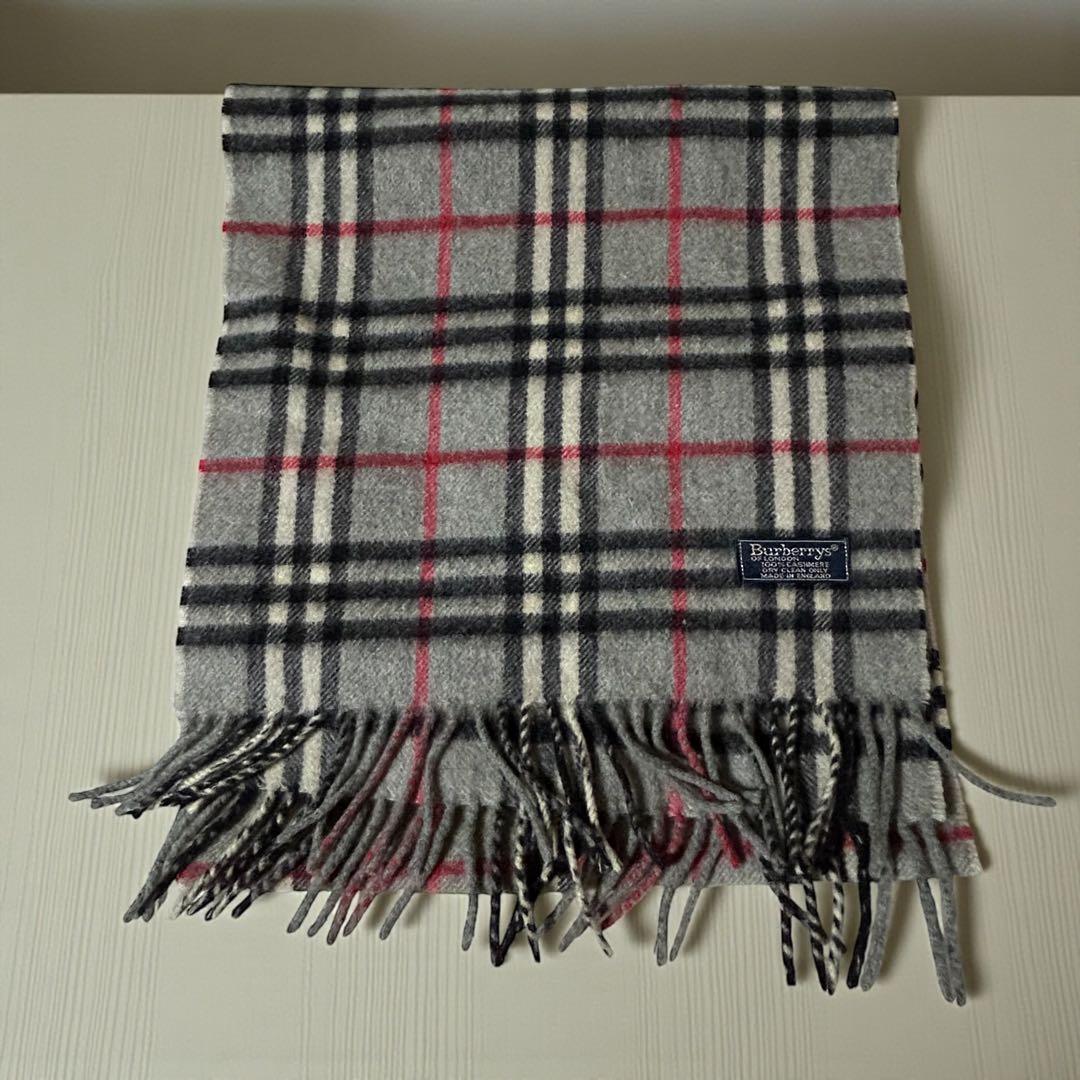 ♥️極美品 Burberrys バーバリーズ カシミヤ100％ マフラー グレー系