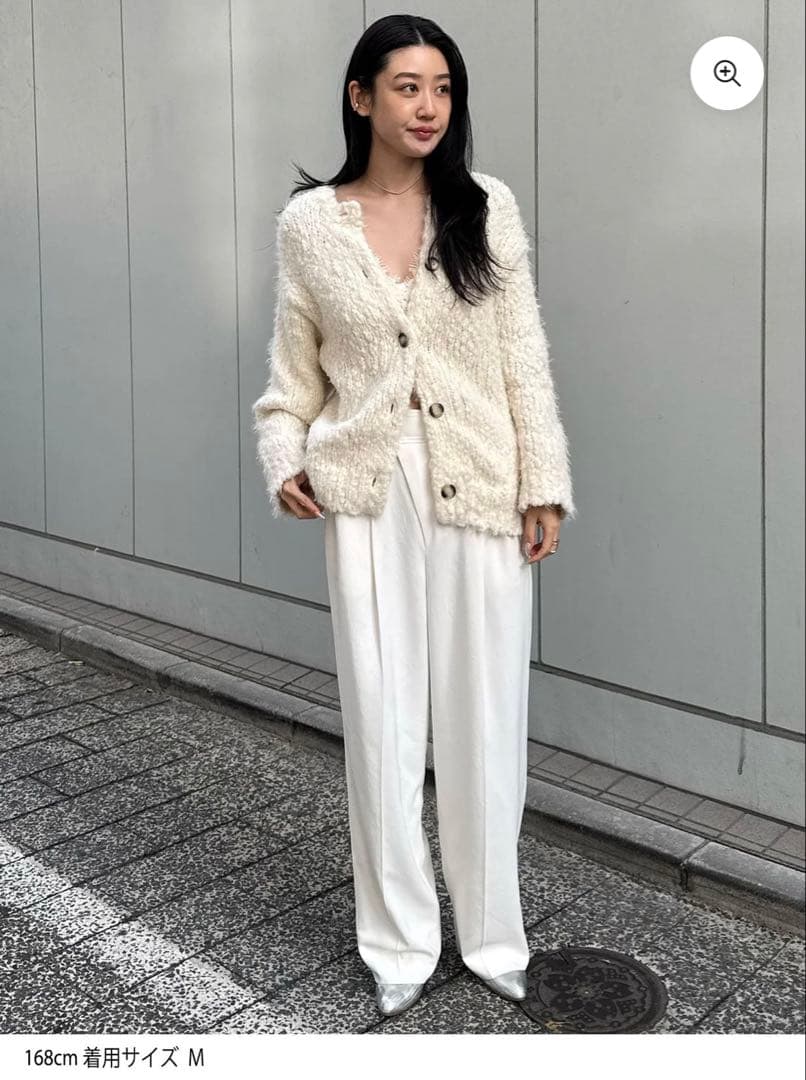 スタニングルアー　スラブフェザーカーディガン　ホワイト　ニット　アイボリー