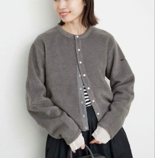 ORCIVAL ライトフリースクルーネック カーディガン2　チャコールグレー良品