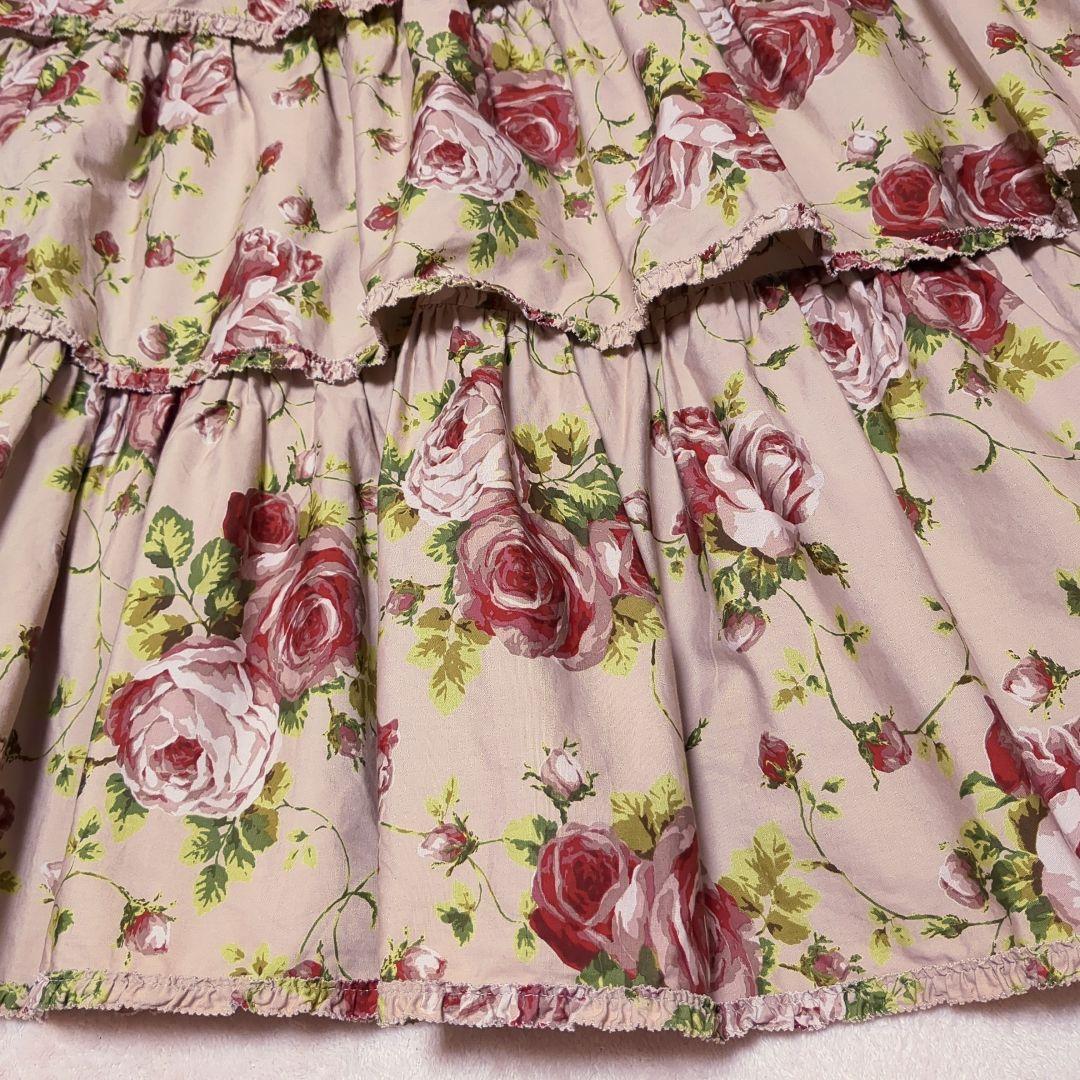 美品 ワンダフルワールド 薔薇柄 ティアードスカート ピンクハウス 段々スカート