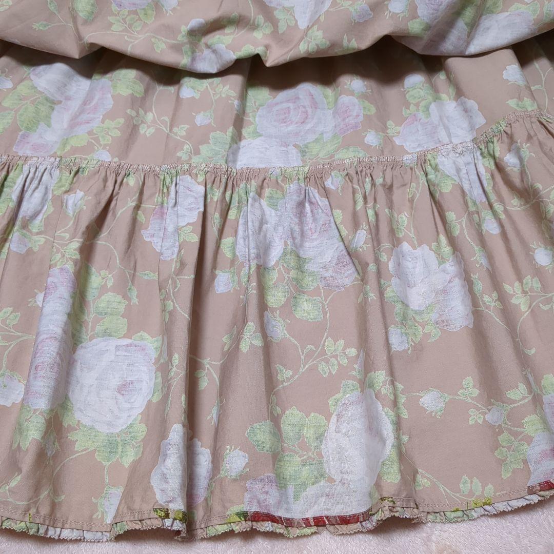 美品 ワンダフルワールド 薔薇柄 ティアードスカート ピンクハウス 段々スカート
