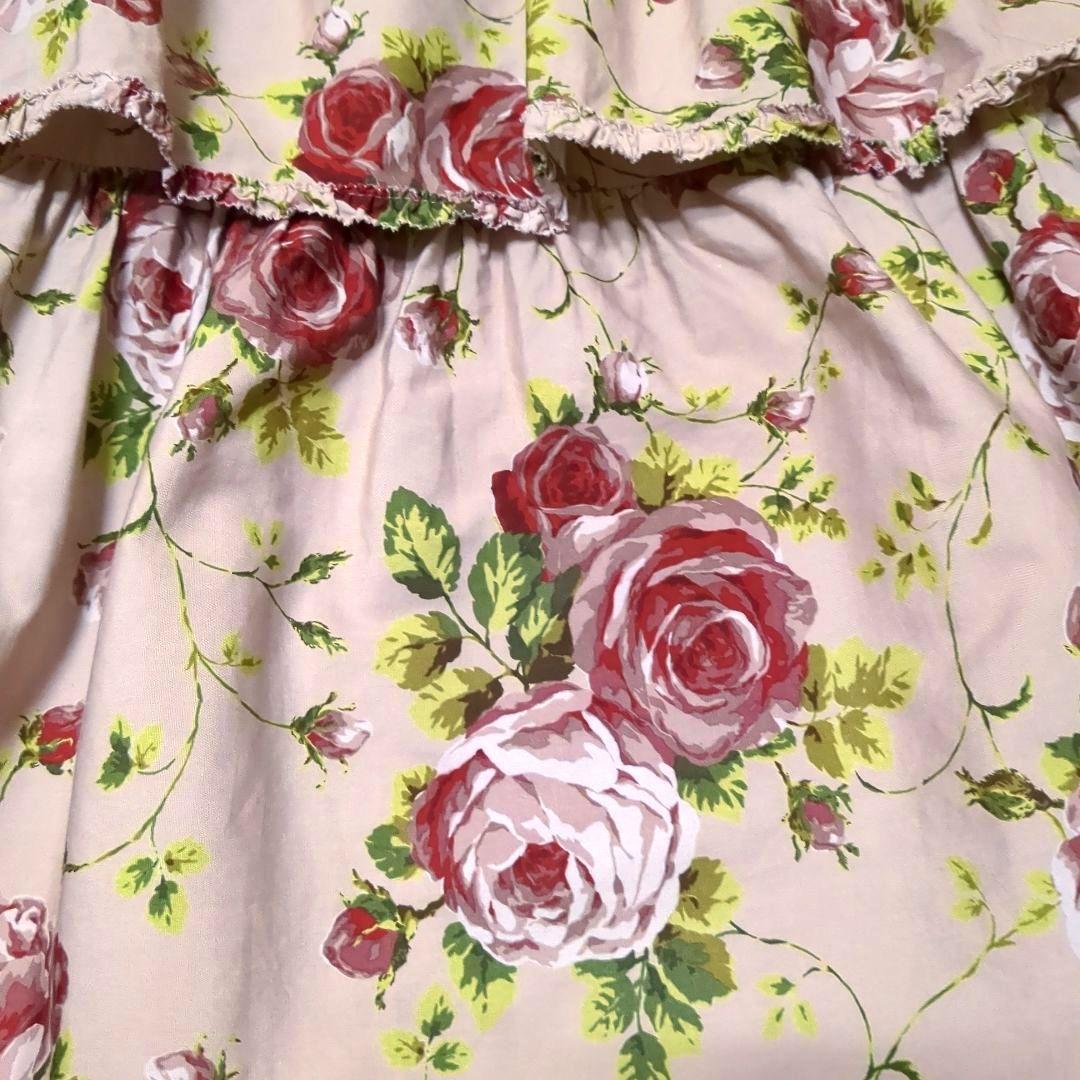 美品 ワンダフルワールド 薔薇柄 ティアードスカート ピンクハウス 段々スカート