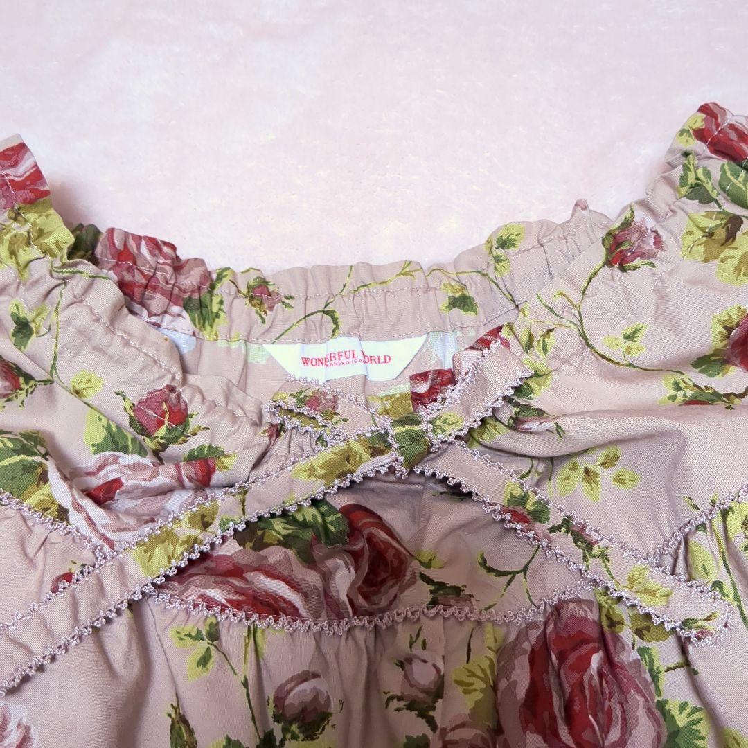 美品 ワンダフルワールド 薔薇柄 ティアードスカート ピンクハウス 段々スカート