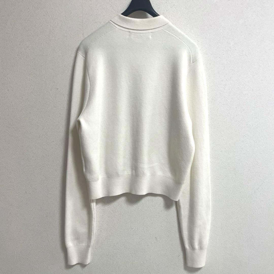 CABaN キャバン コットンカシミヤ パールロゴポロカーディガン 白 24AW