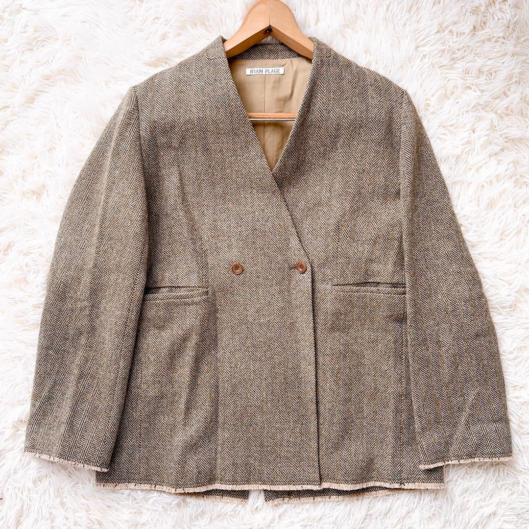 【美品】リアムプラージュ　ウールヘリンボーンダブルジャケット