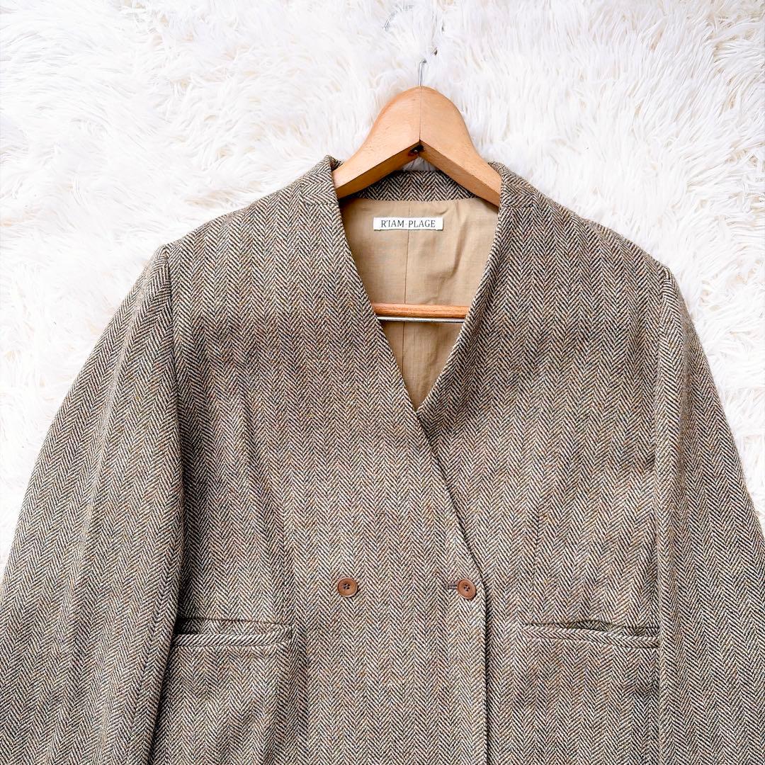 【美品】リアムプラージュ　ウールヘリンボーンダブルジャケット