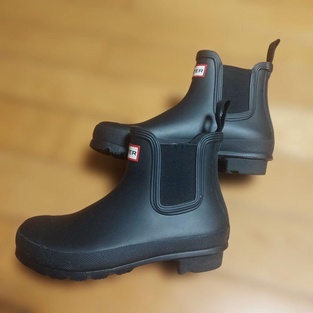 ゆず❗　美品　HUNTER EU38 黒　ブラック レインブーツ