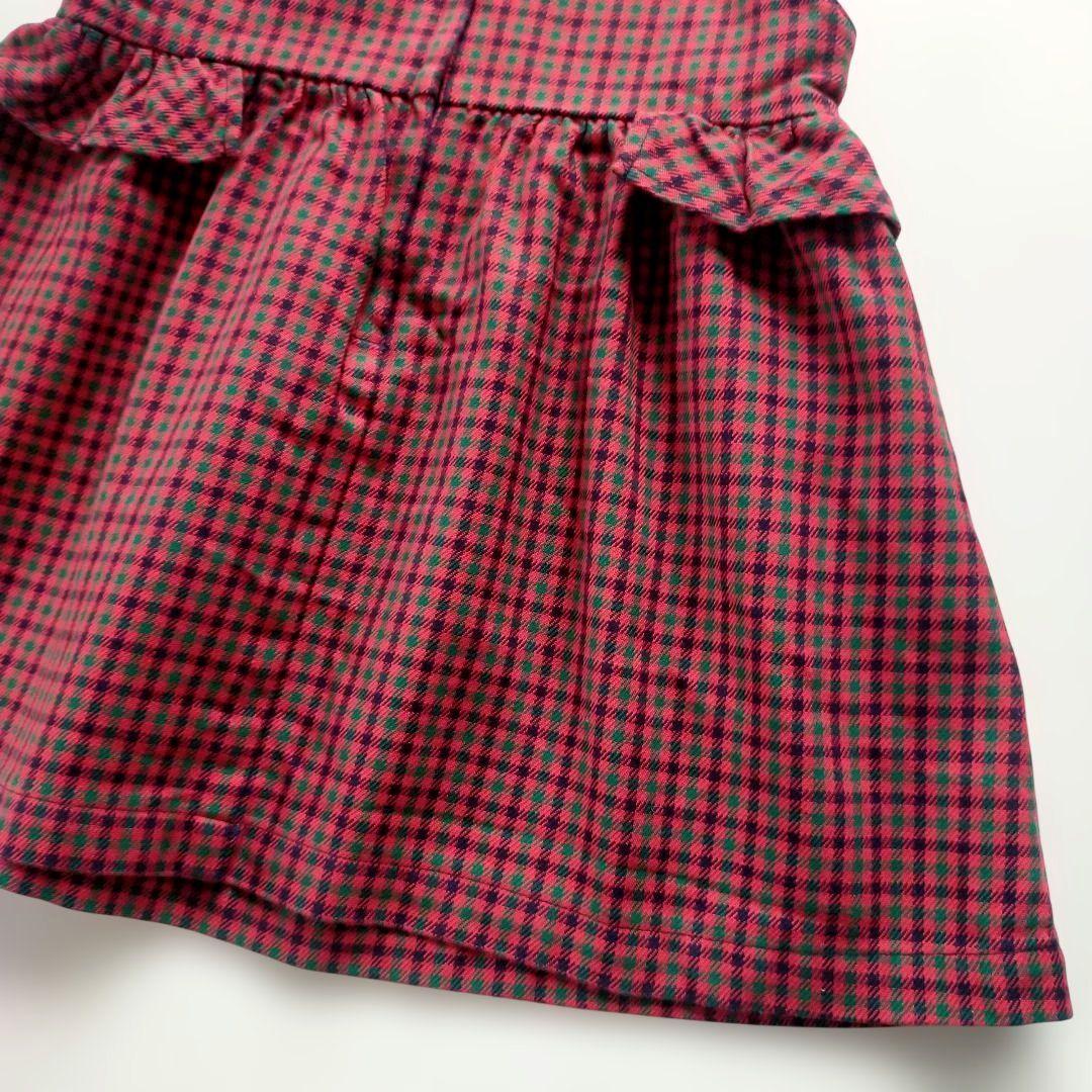美品★90cm familiar ファミリア チェックフリルワンピース