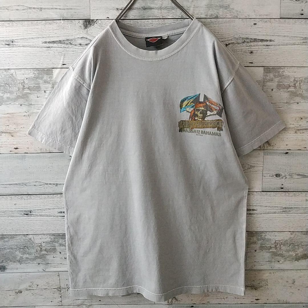 希少カラー☆ハーレーダビッドソン 両面プリント スカル 海賊 海賊船 Tシャツ
