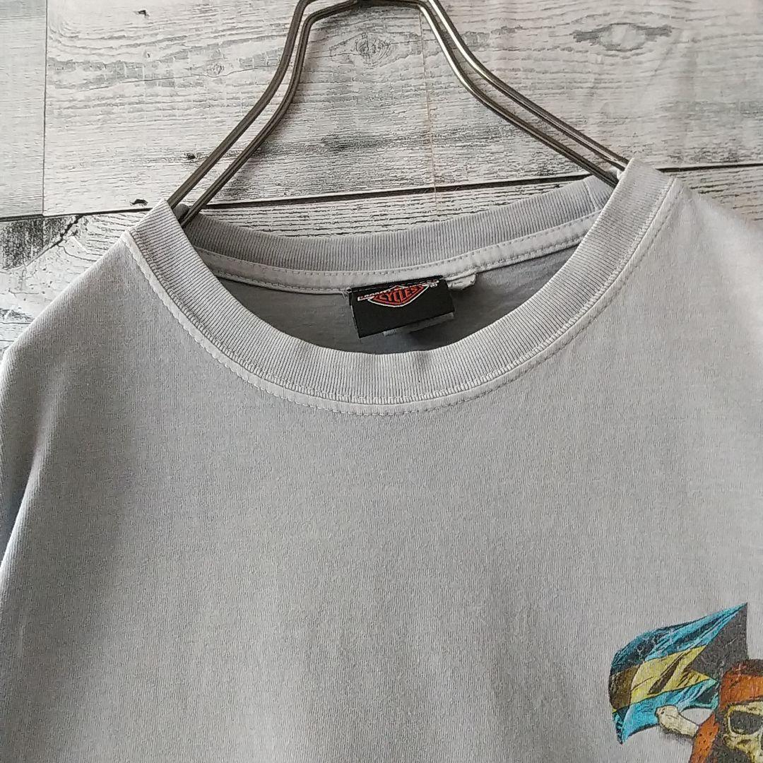 希少カラー☆ハーレーダビッドソン 両面プリント スカル 海賊 海賊船 Tシャツ