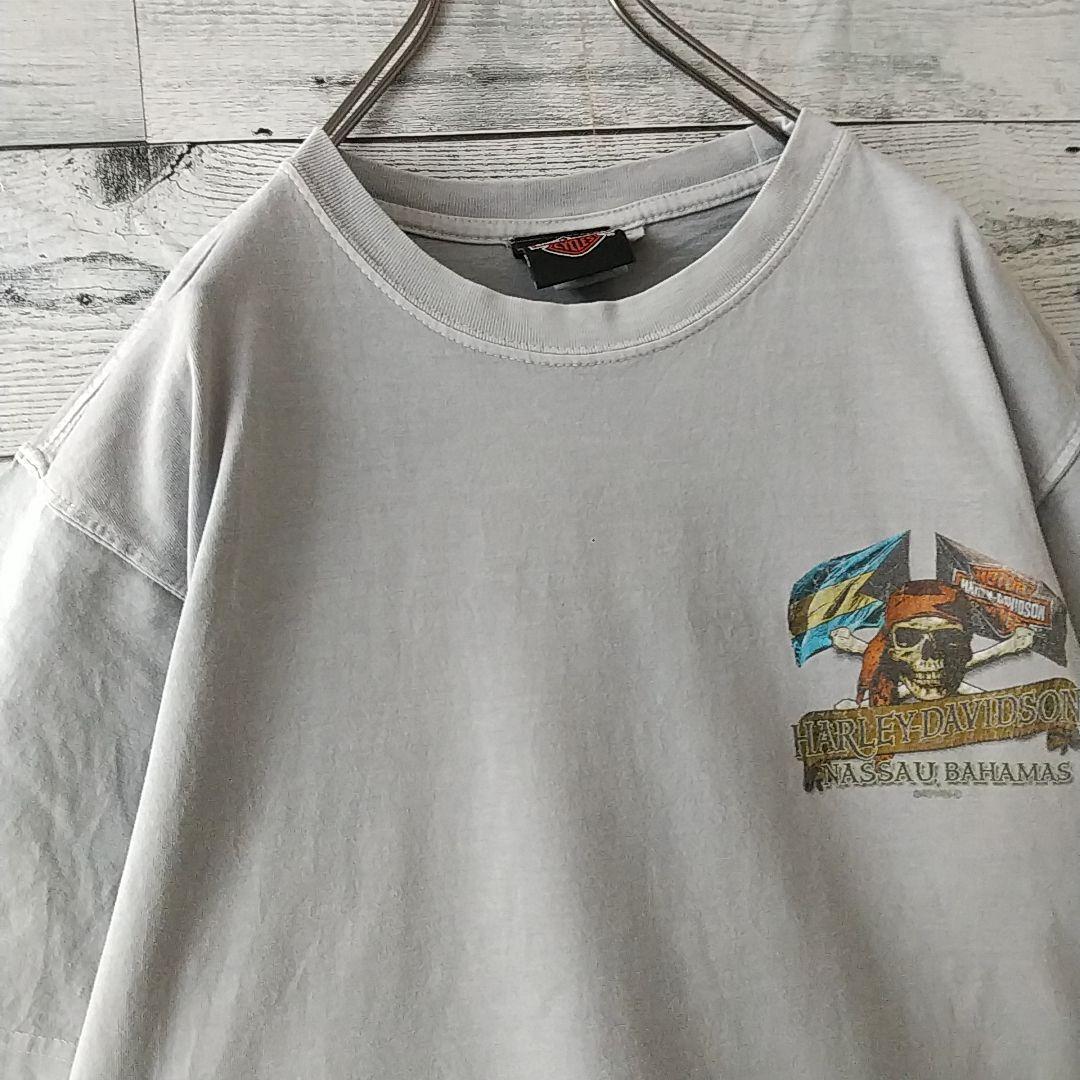 希少カラー☆ハーレーダビッドソン 両面プリント スカル 海賊 海賊船 Tシャツ