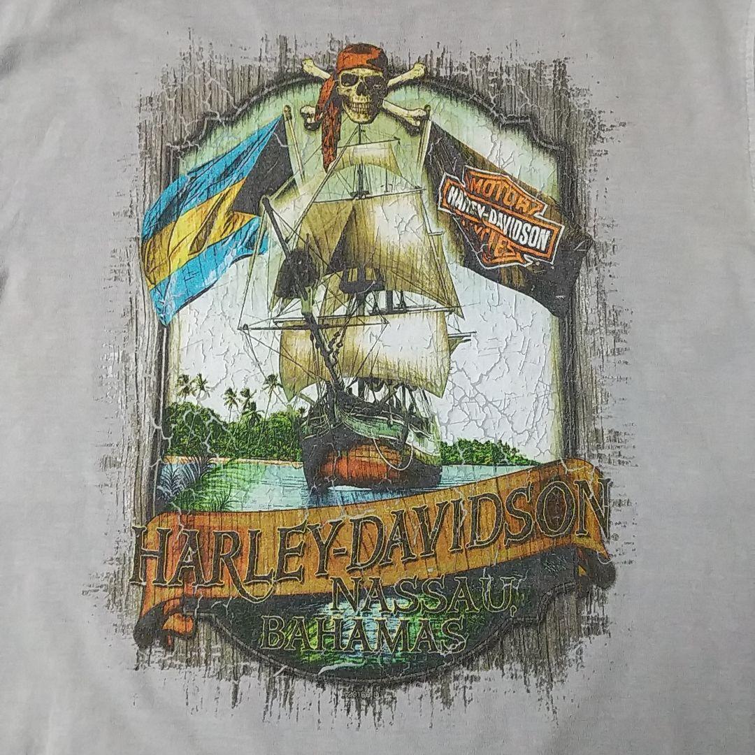 希少カラー☆ハーレーダビッドソン 両面プリント スカル 海賊 海賊船 Tシャツ