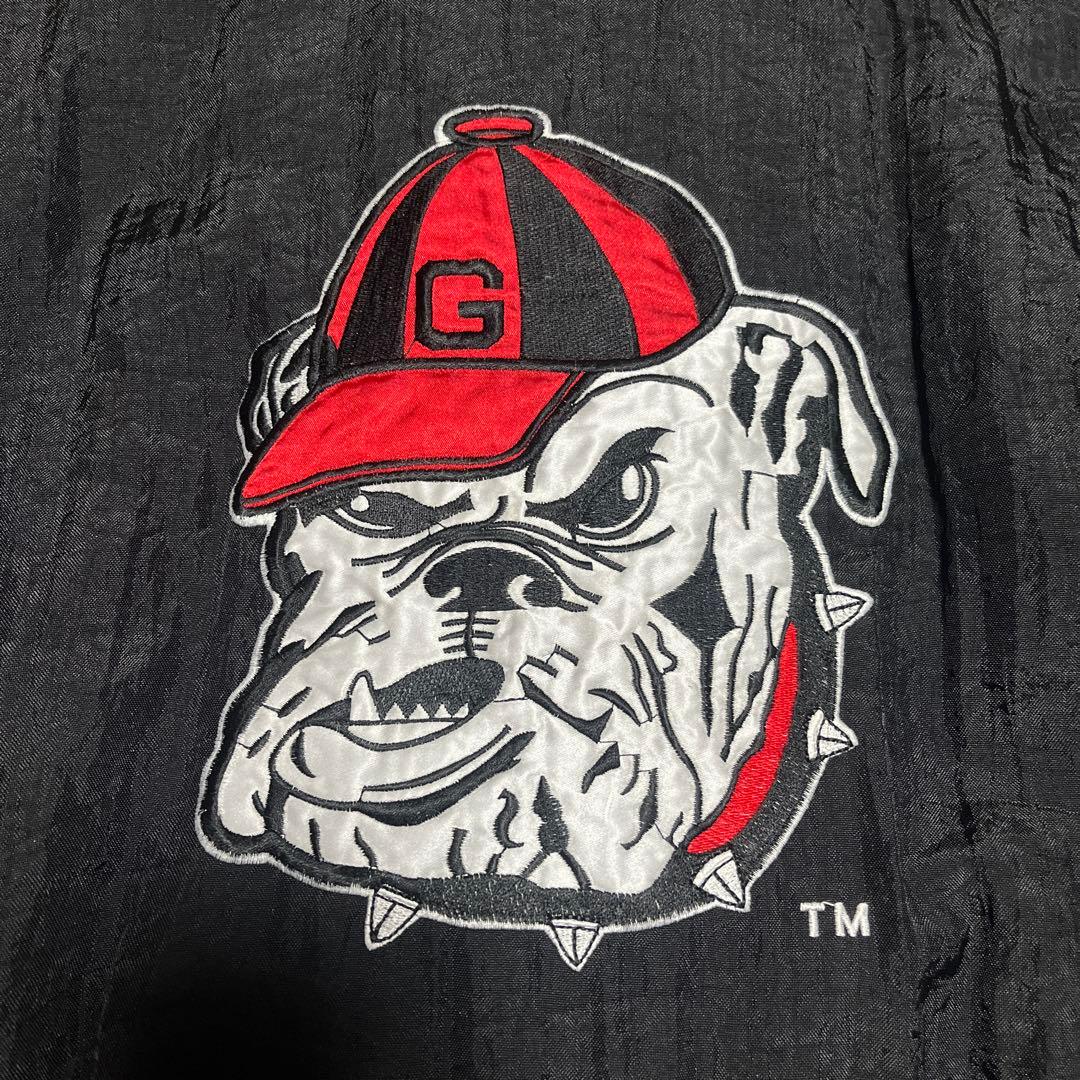 【NCAA】 ジョージア大学 中綿プルオーバーナイロンジャケット 刺繍 90S