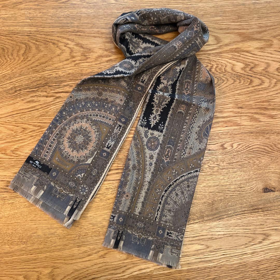 ETRO エトロ　　大判ストール　⑤ シルク　ウール　ペイズリー柄　イタリア製