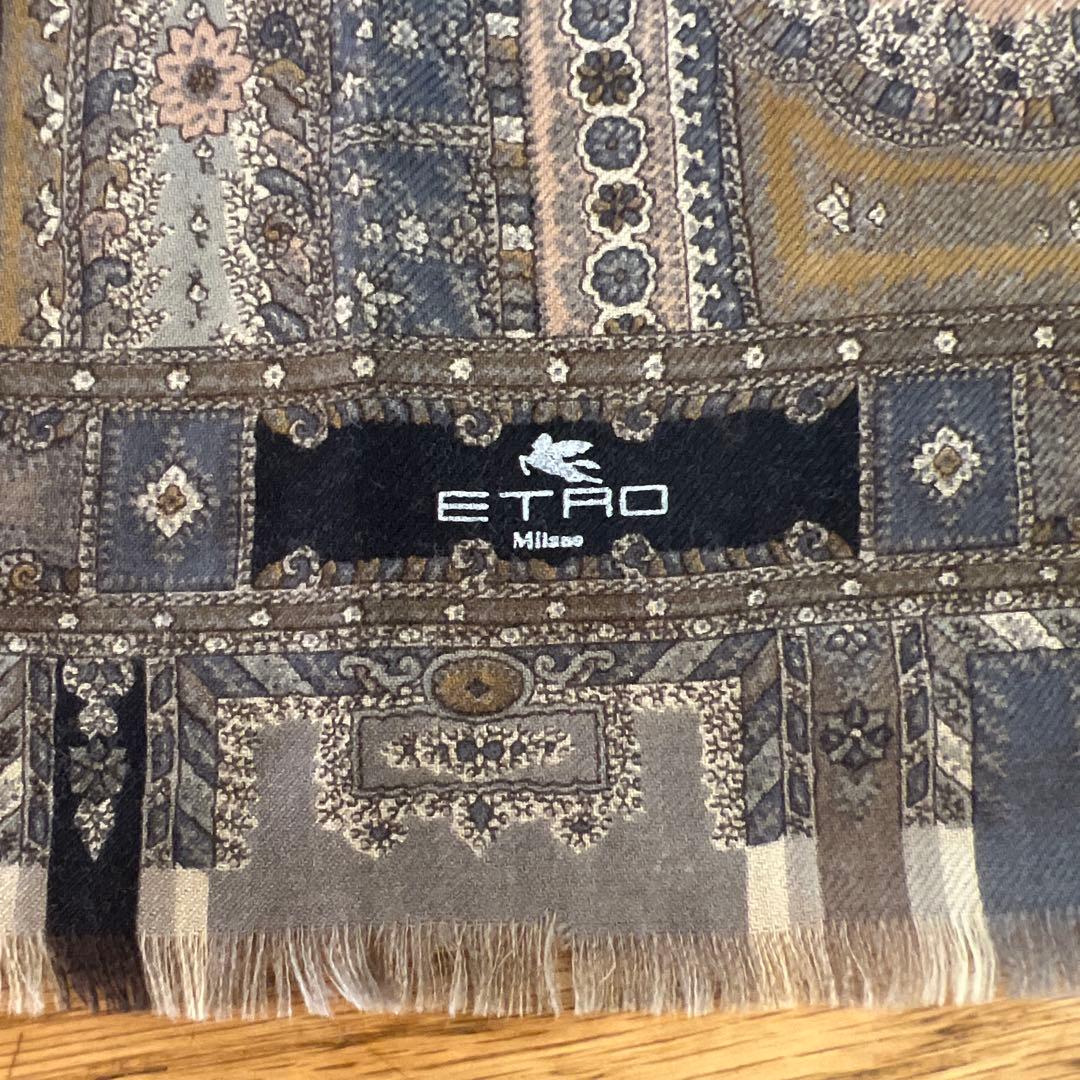 ETRO エトロ　　大判ストール　⑤ シルク　ウール　ペイズリー柄　イタリア製
