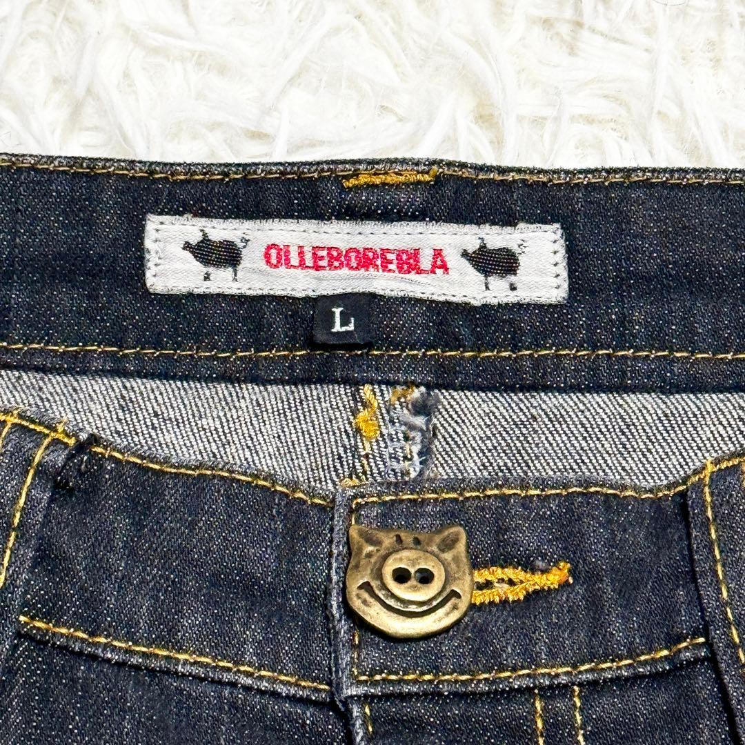 美品 アルベロベロ デニムパンツ ぶたさん　刺繍ラメプリント オレボレブラ