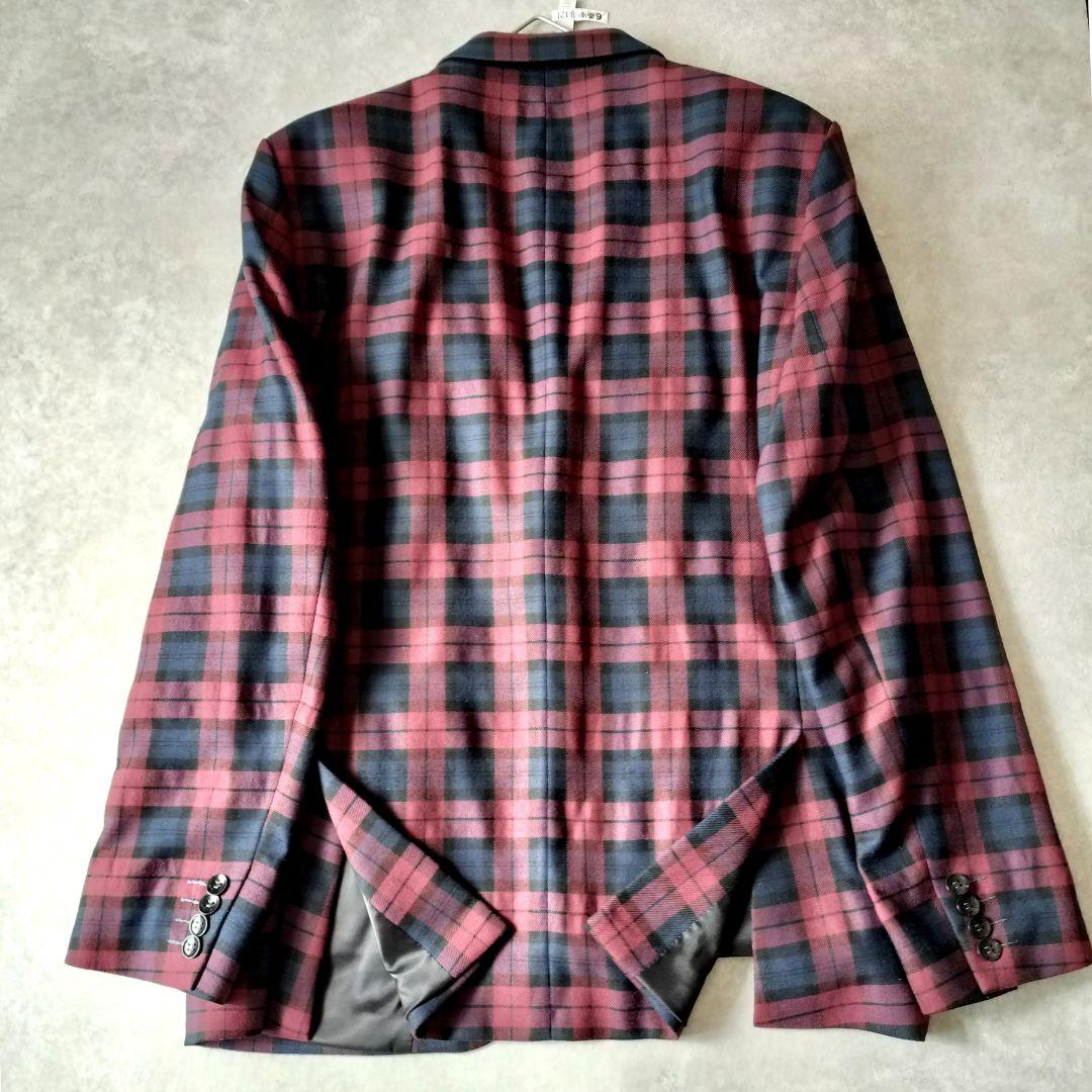 【美品】ZARA MAN チェックジャケット XL ワインレッド ビジカジ