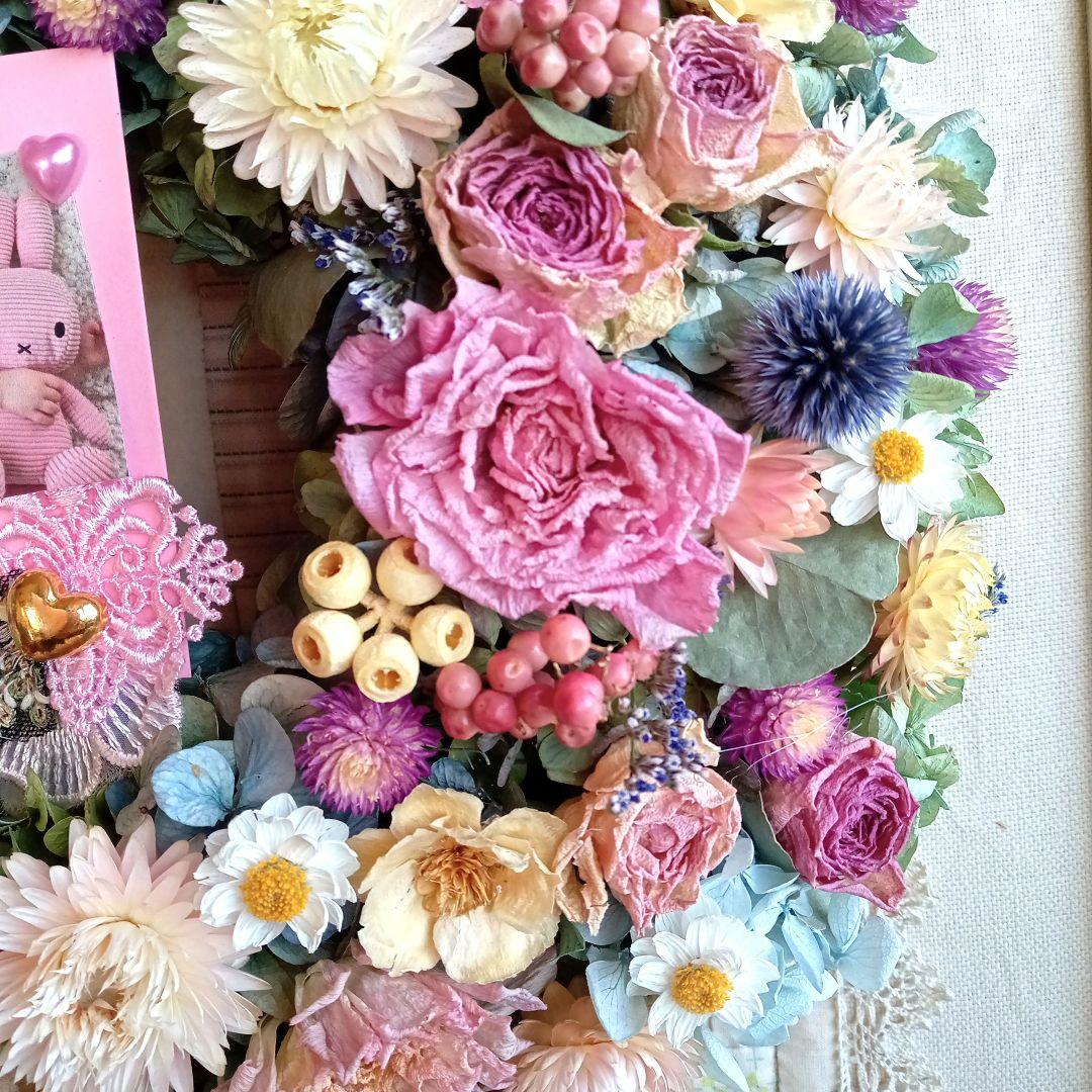 ももさく＆秋色紫陽花とピンク系小花＆オレンジイエロー系小花リース2個セット