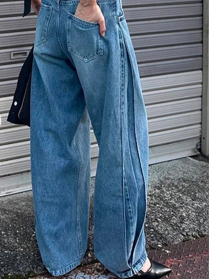 パンツ YENN SIDE PLEATED DENIM PANTS
