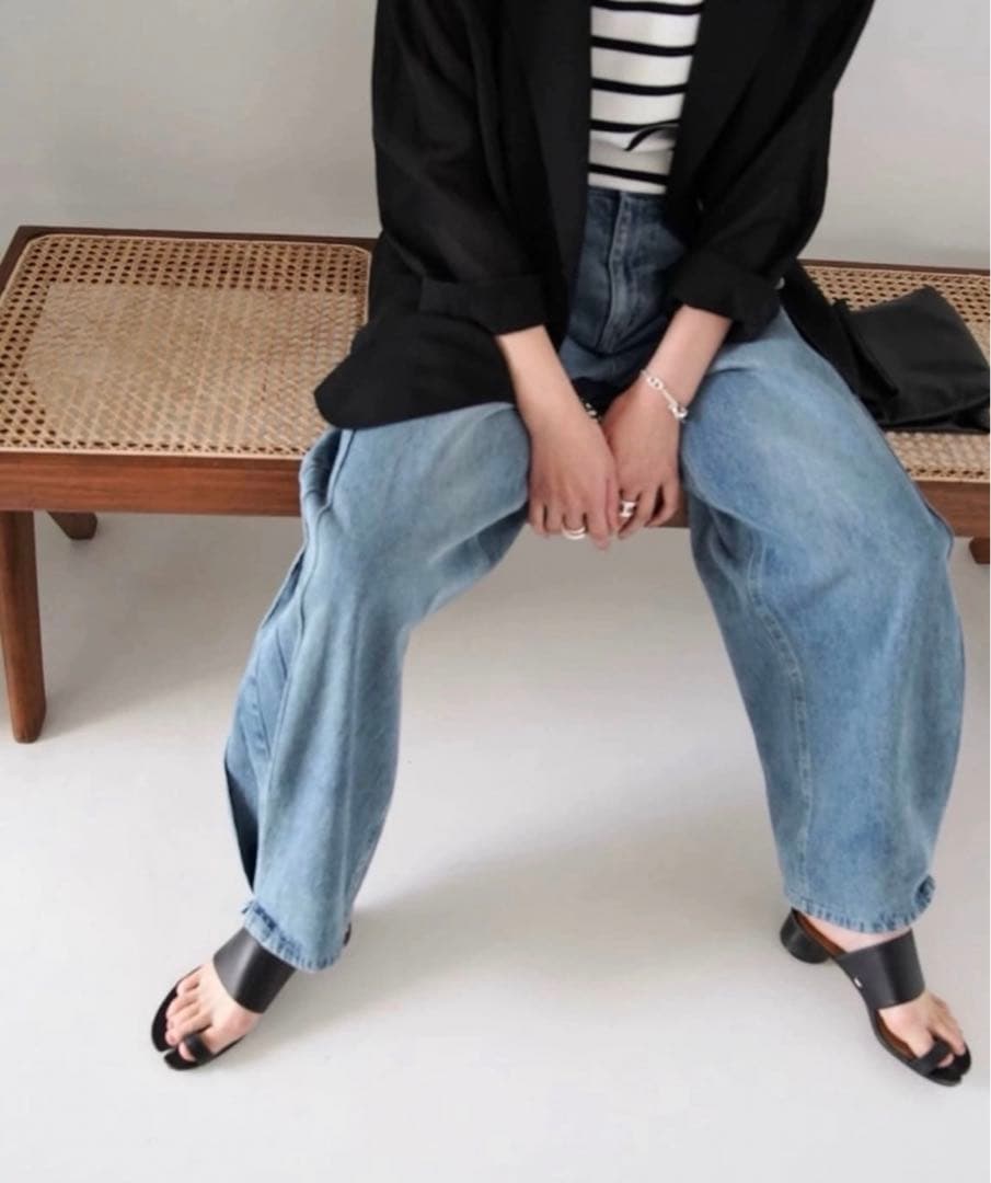 パンツ YENN SIDE PLEATED DENIM PANTS