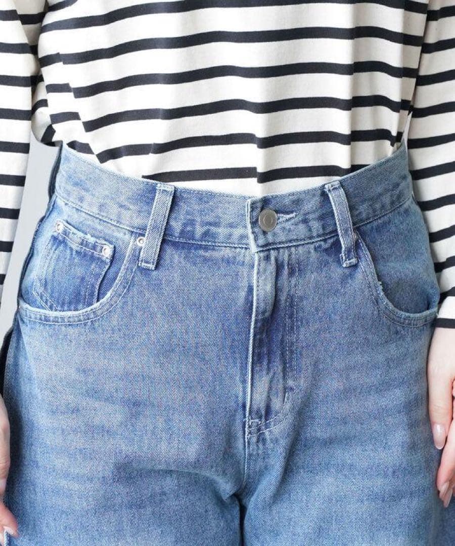 パンツ YENN SIDE PLEATED DENIM PANTS