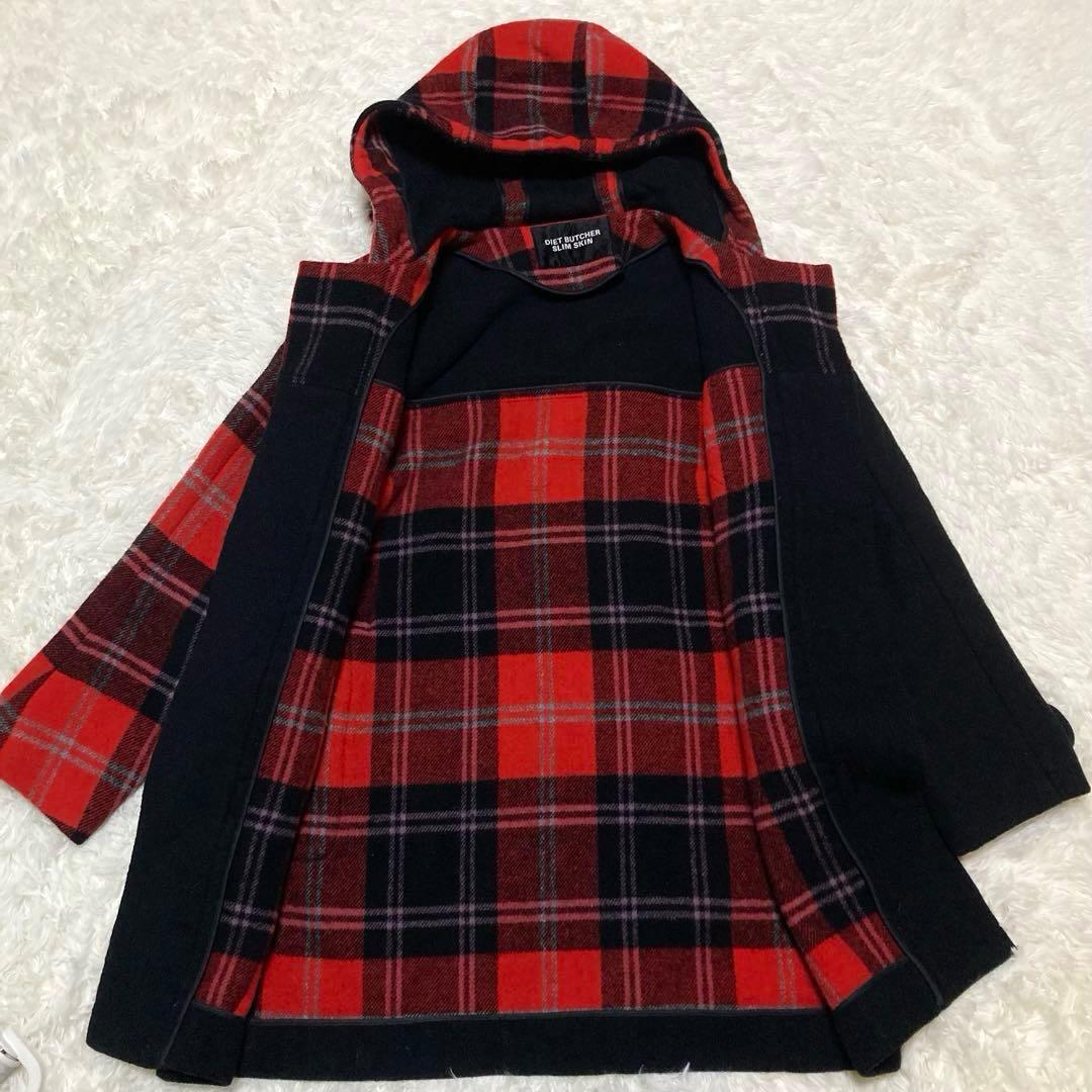 【ダイエットブッチャースリムスキン】ダッフルコート　チェック　アウター　メンズ