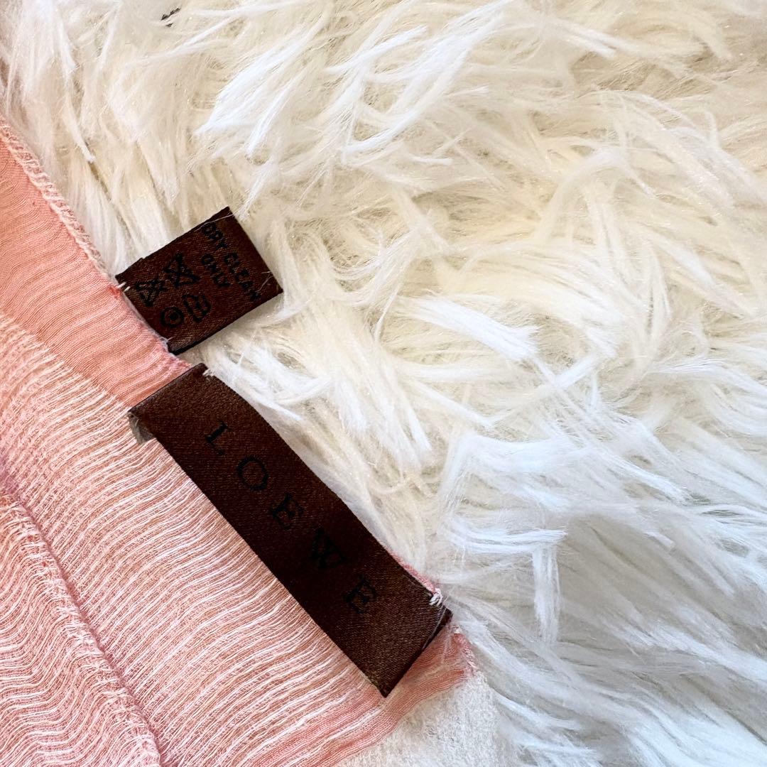 LOEWE ロエベ ストール ピンク リネン×シルク混 アナグラムロゴ