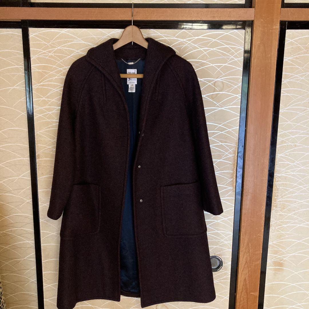 美品　ロングコートセリーヌ　カシミヤ入り