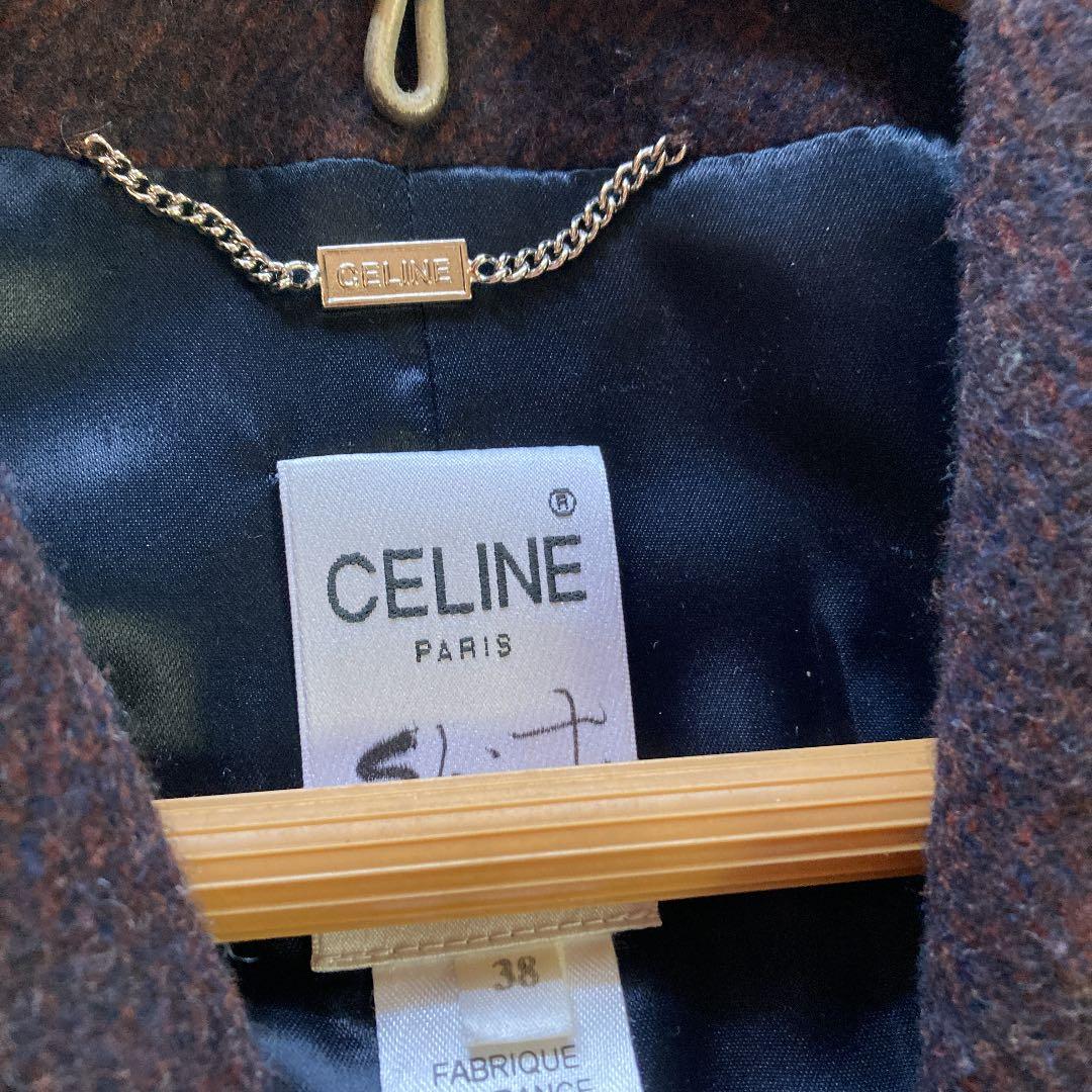 美品　ロングコートセリーヌ　カシミヤ入り