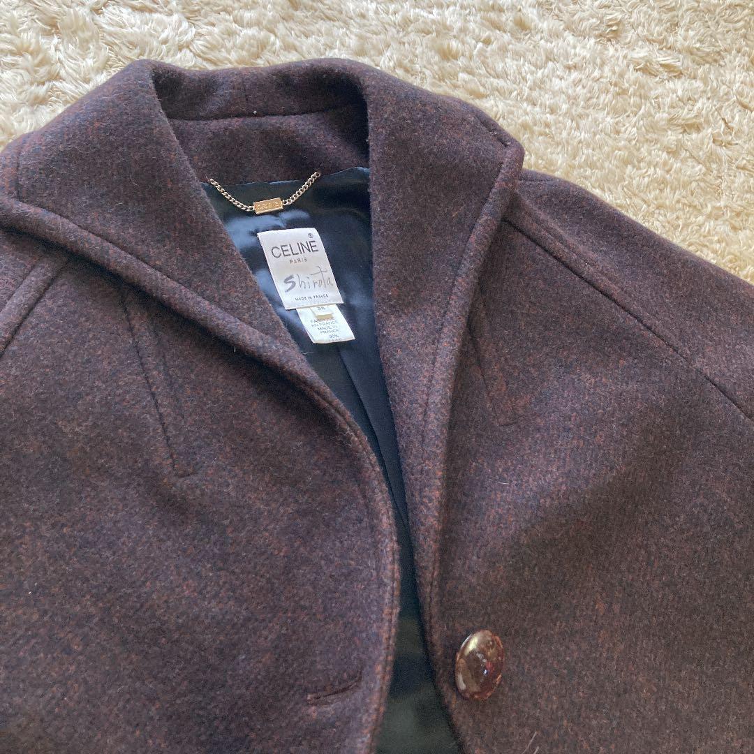 美品　ロングコートセリーヌ　カシミヤ入り